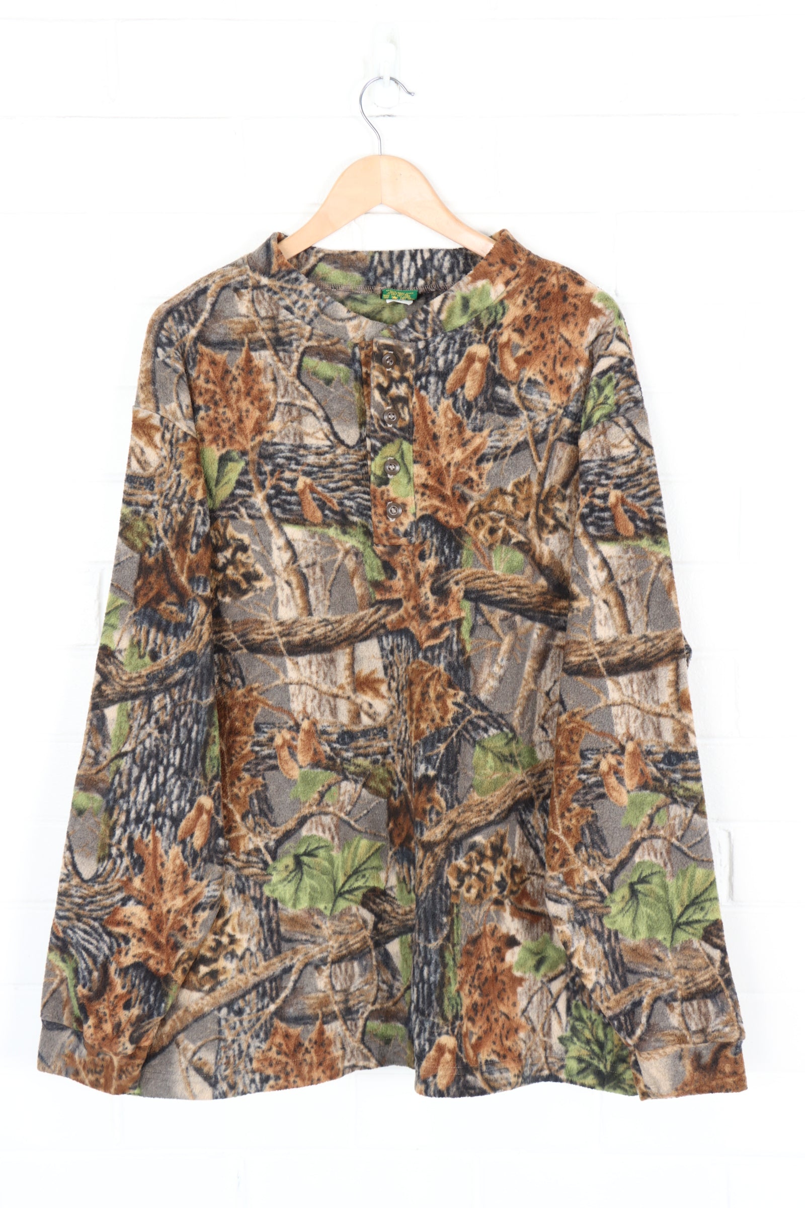 Camo Outdoor Hunting 1/4 Button Fleece (XXL)