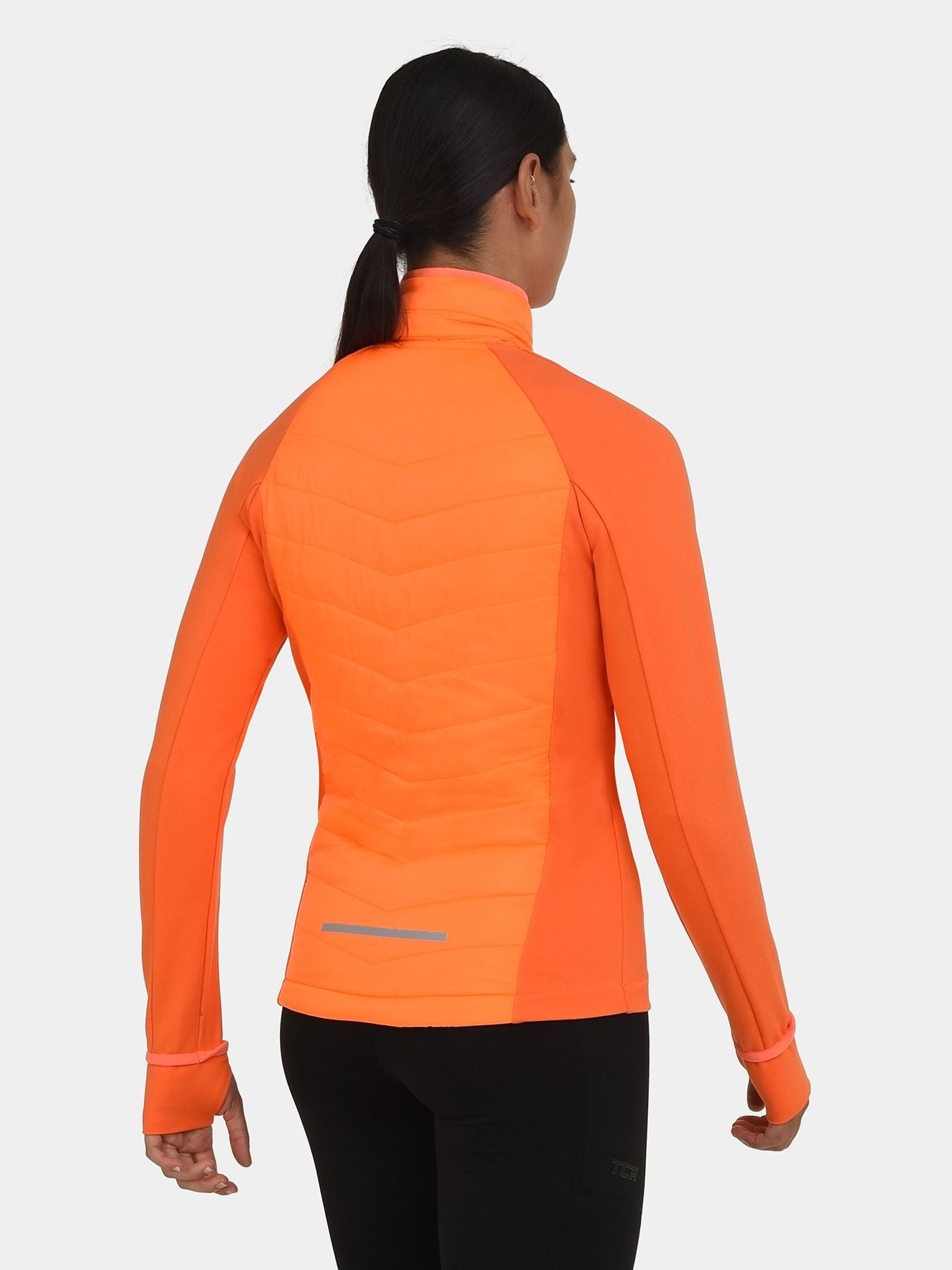 Excel Running Padded Packable Hooded Jacket For Women With Thumbholes, Underarm Ventilation Zips, Zip Pockets & Reflective Strip