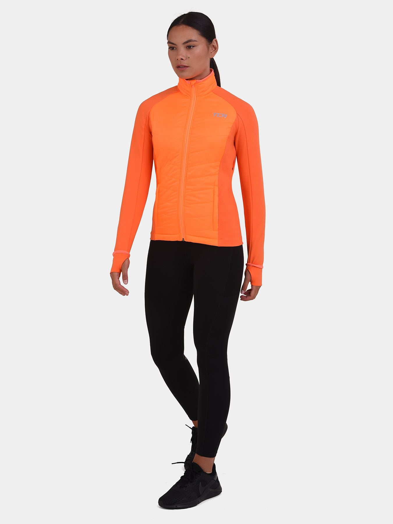 Excel Running Padded Packable Hooded Jacket For Women With Thumbholes, Underarm Ventilation Zips, Zip Pockets & Reflective Strip