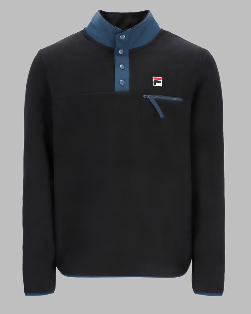 FILA Pavel Button Up Polar Fleece Black/Dark Teal