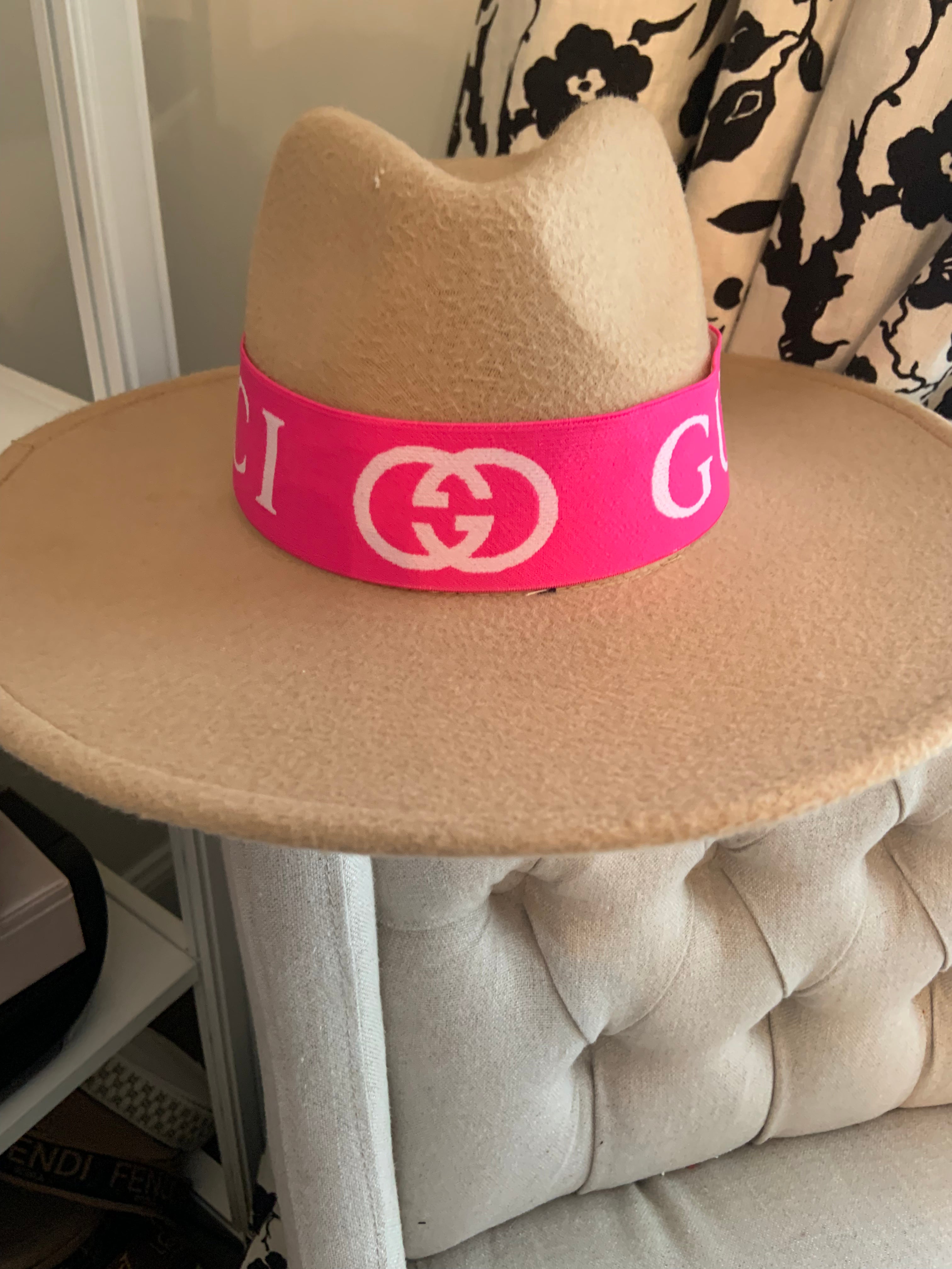 Hot Pink and White GG Hat Band