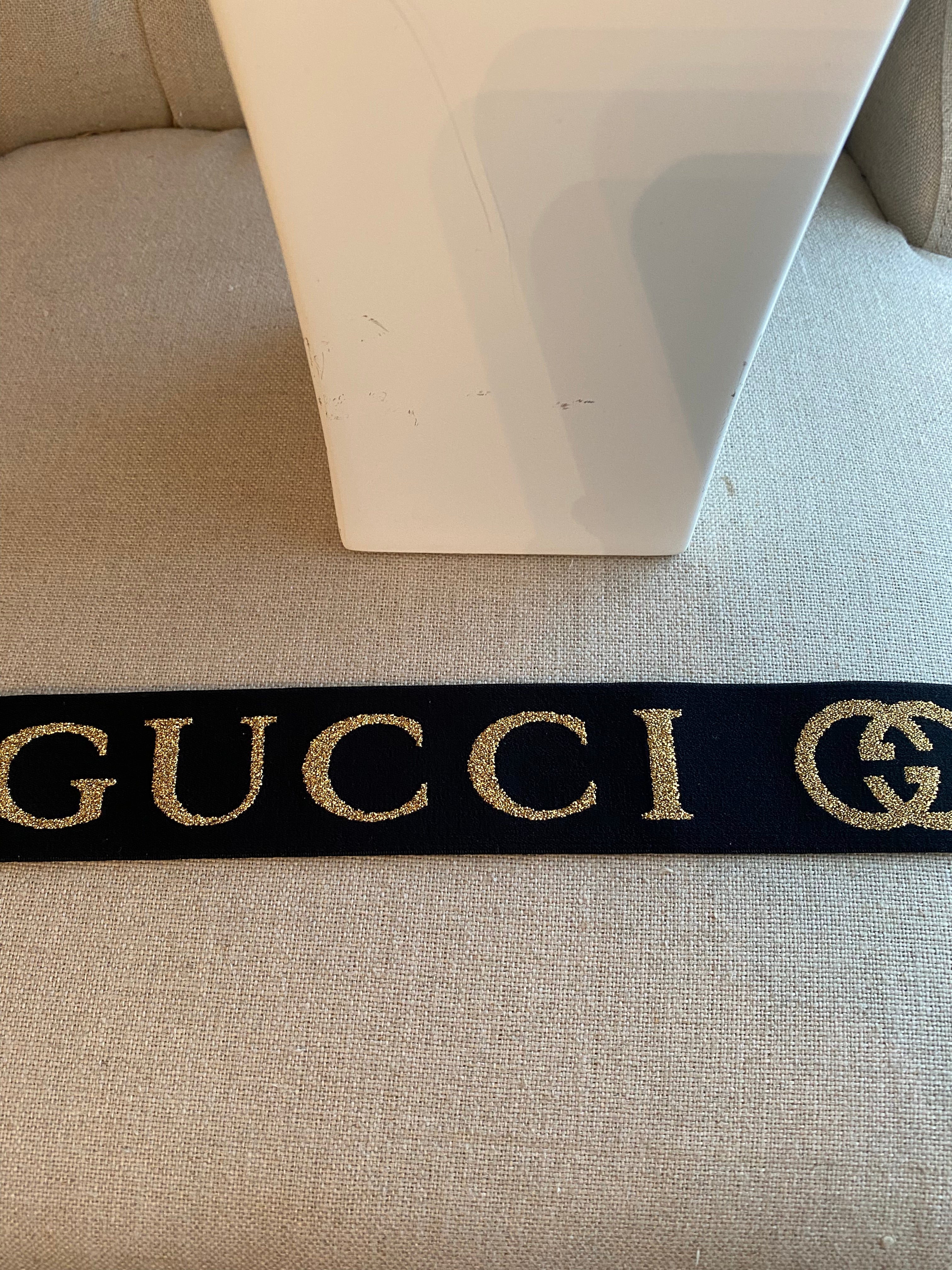 Large letter GG blk gold metallic Hatband