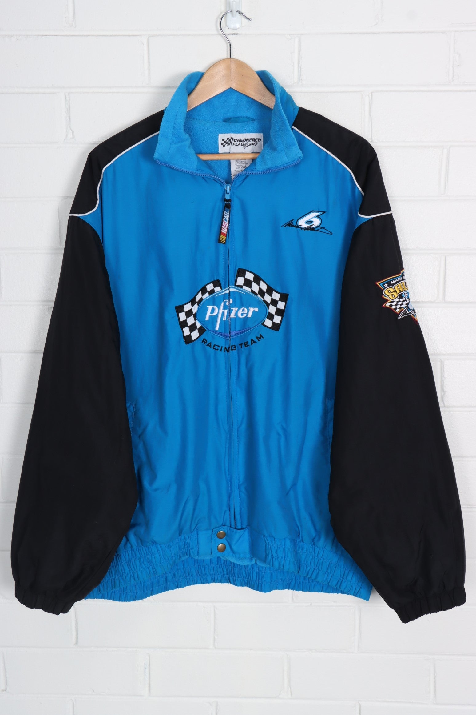 NASCAR Pfizer Racing Team Mark Martin #6 Blue & Black Zip Up Fleece (XXL)