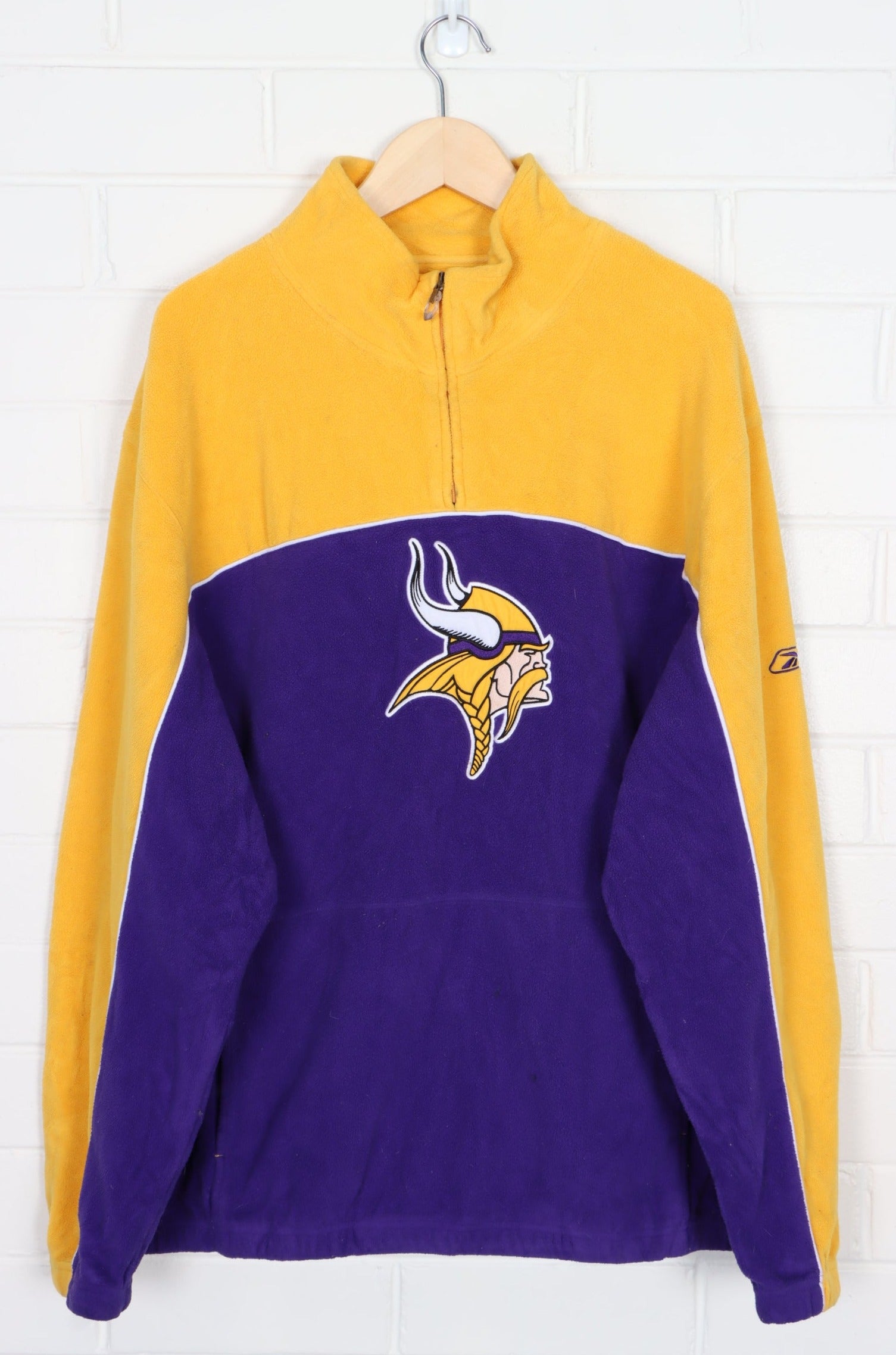 NFL Minnesota Vikings REEBOK 1/4 Zip Fleece Sweatshirt (XL)