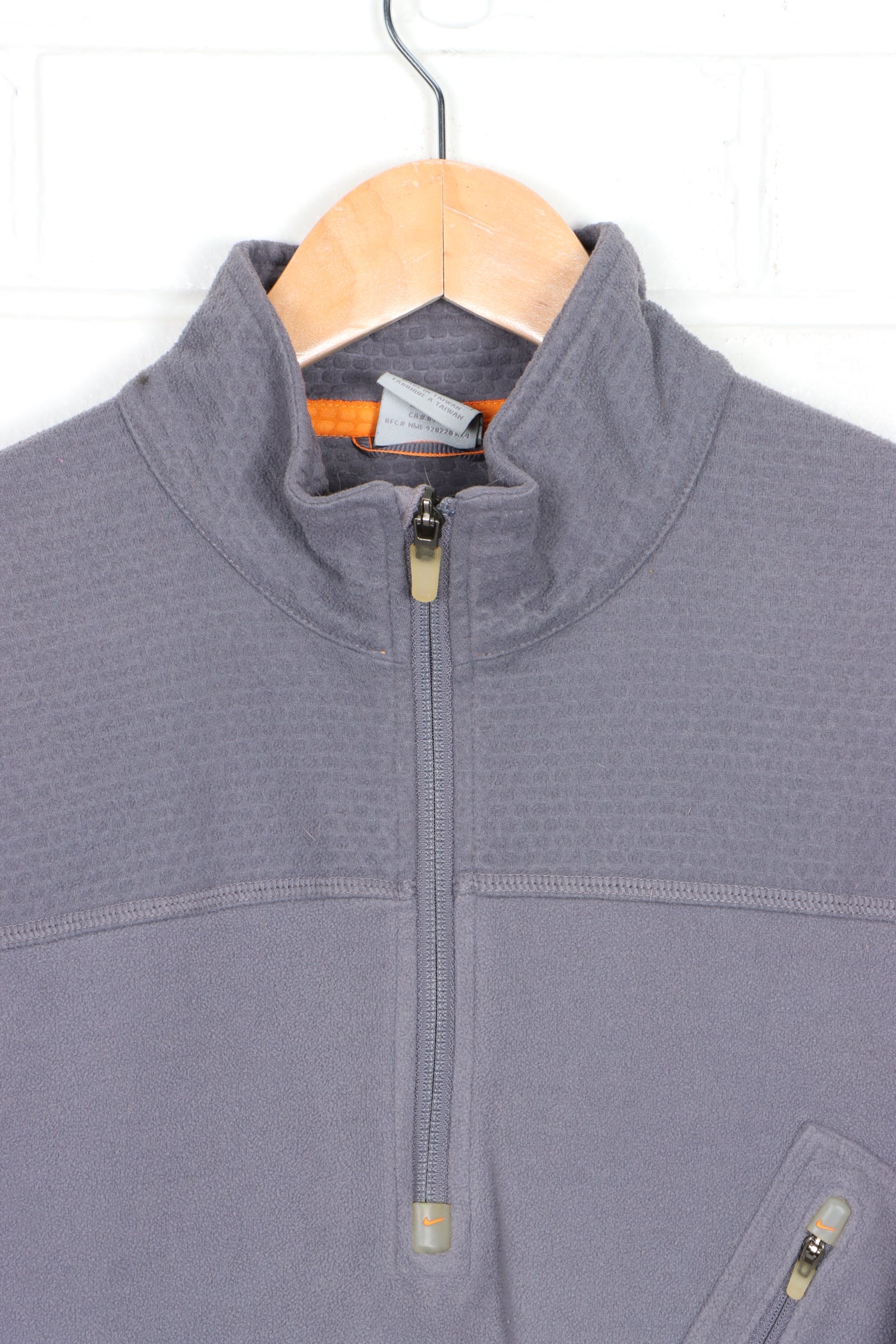 NIKE Thermal Grey & Orange Colour Block 1/4 Zip Fleece Sweatshirt (L)