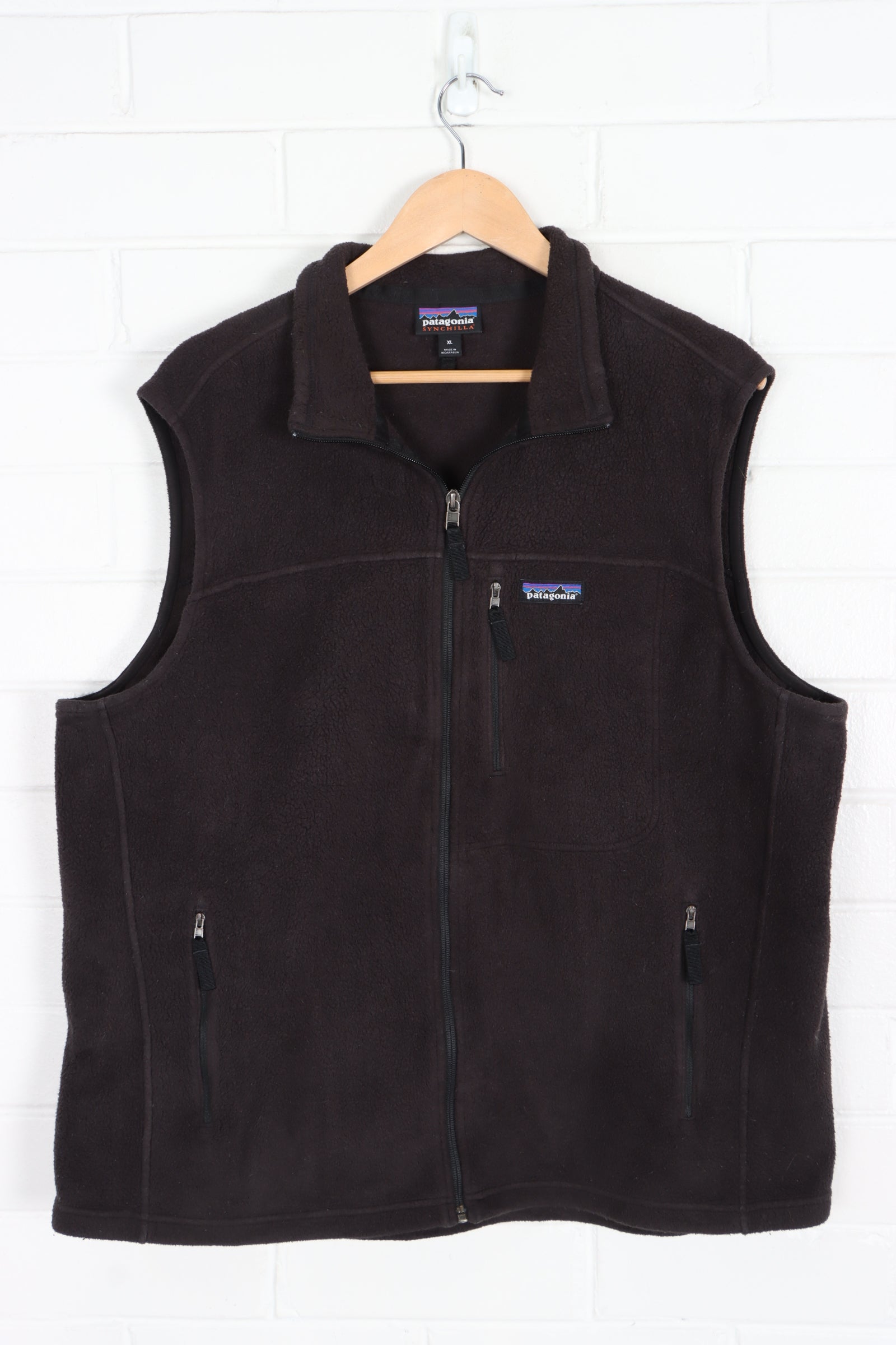 PATAGONIA 'Synchilla' Full Zip Black Fleece Vest (XL)