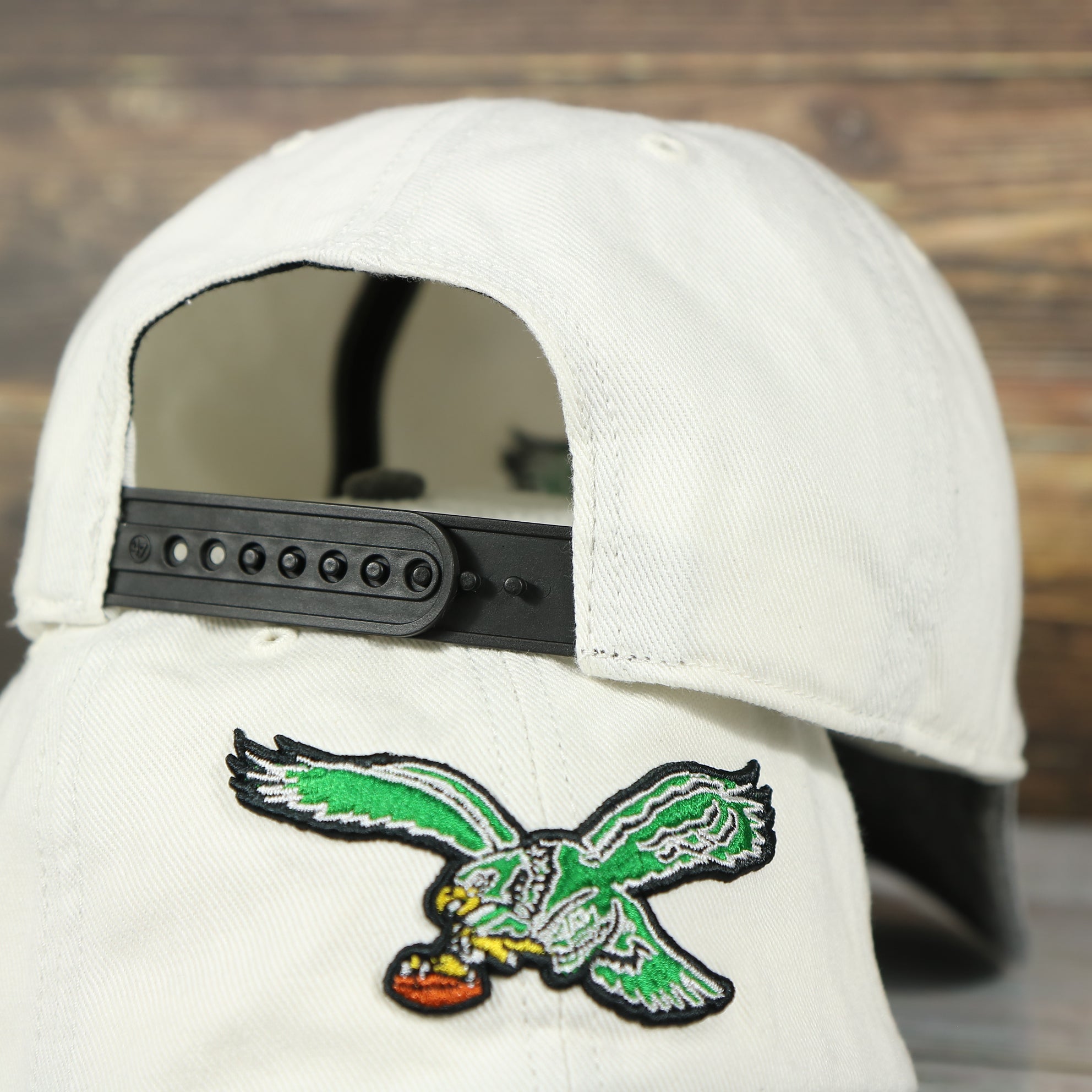 Philadelphia Eagles Throwback Distressed White Dad Hat | White Adjustable Baseball Cap